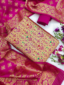 Ethnic Junction Silk Blend Embellished Salwar Suit Material
