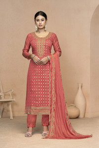 Saware Cotton Blend Embroidered Salwar Suit Material