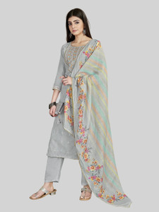Tavas Chanderi Embroidered Salwar Suit Material