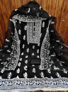 M FASHION Organza Embroidered Salwar Suit Material