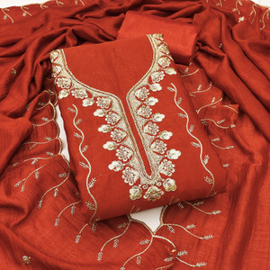 M FASHION Pure Silk Embroidered Salwar Suit Material