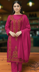 REET MAHAL Wool Floral Print Salwar Suit Material