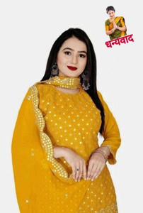 Stylebhawani Georgette Embroidered Kurta & Sharara Fabric