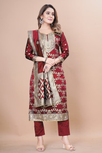 SARVAH Art Silk Self Design Kurta & Churidar Material