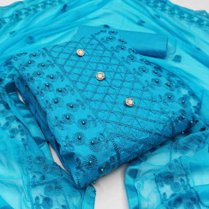 JcCreative Cotton Blend Embroidered Salwar Suit Material