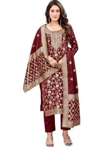 SARVAH Art Silk Self Design Salwar Suit Material