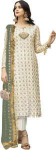 ZONFAB Georgette Embroidered Salwar Suit Material