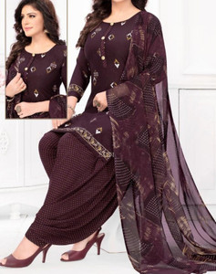 HK ETHNICSTORE Crepe Printed Kurta & Patiyala Material