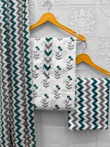YANKITA Cotton Blend Printed Kurta & Patiyala Material
