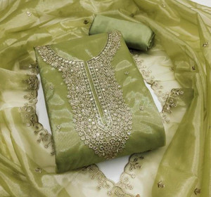 TRYSTON Net/Lace Embroidered Salwar Suit Material