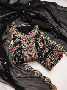 Fashcon Georgette Embroidered Salwar Suit Material