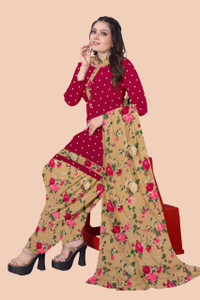 AYKA CLOTHINGS Crepe Floral Print Kurta & Patiyala Material