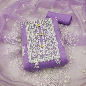 KRISHNA EXPORTS Organza Embroidered Salwar Suit Material