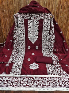 NEW NILKANTH Chanderi Embroidered Salwar Suit Material