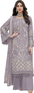 AWLFAB Georgette Embroidered Gown/Anarkali Kurta & Bottom Material