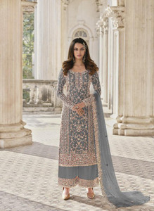 JATRIQQ Net/Lace Embroidered Salwar Suit Material