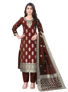 SARVAH Art Silk Self Design Salwar Suit Material