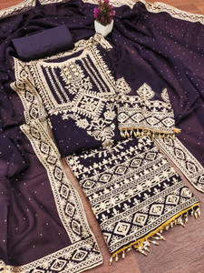 ओम इंटरनेशनल जॉर्जेट एम्ब्रॉइडरेड सलवार सूट मटेरियल