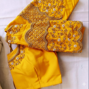 Hani design Art Silk Embellished Blouse Material