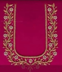 Zaid Collection Art Silk Embroidered Blouse Material