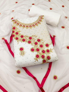 TRYSTON Georgette Embroidered Salwar Suit Material