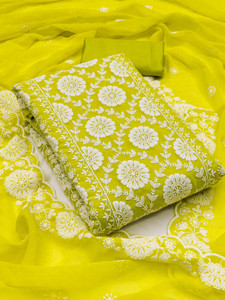 M FASHION Georgette Embroidered Salwar Suit Material