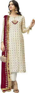 ZONFAB Georgette Embroidered Salwar Suit Material