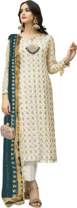 ZONFAB Georgette Embroidered Salwar Suit Material