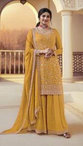 Amit Georgette Dyed, Embroidered, Embellished, Self Design Salwar Suit Material