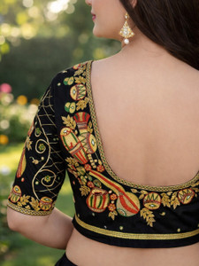 yourwish Satin Embroidered, Self Design Blouse Material