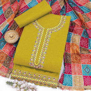citylook Cotton Blend Embroidered Salwar Suit Material