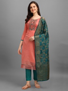 Ethnic Junction Chanderi Embroidered Salwar Suit Material