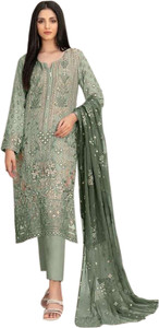LAZORIFASHION Georgette Embroidered Salwar Suit Material