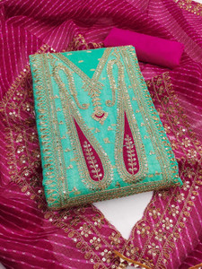 VIYONA FAB Chanderi Embroidered Salwar Suit Material
