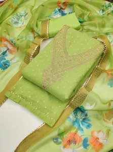 Tavas Chanderi Embroidered Salwar Suit Material
