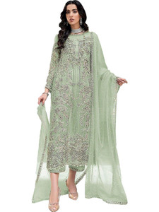 IYALAFAB Organza Embroidered, Embellished Salwar Suit Material