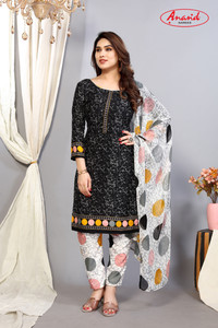 ANAND Crepe Chevron/Zig Zag Salwar Suit Material