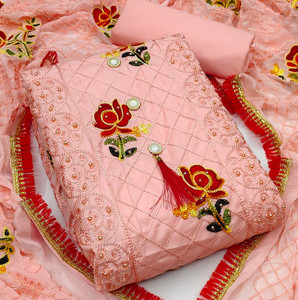 MEHZEEL FAB Cotton Blend Embroidered Blouse Material