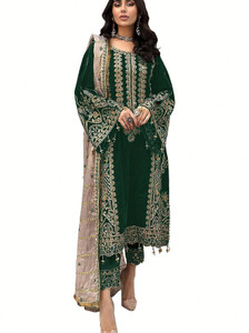 ZONFAB Georgette Embroidered Salwar Suit Material