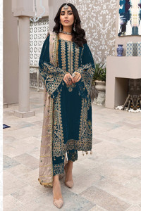 ZONFAB Georgette Embroidered Salwar Suit Material