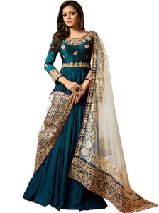 DIVINE INTERNATIONAL TRADING CO Georgette Embroidered Gown/Anarkali Kurta & Bottom Material