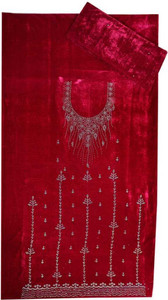 Velvet New Fashion Velvet Embellished Salwar Suit Material