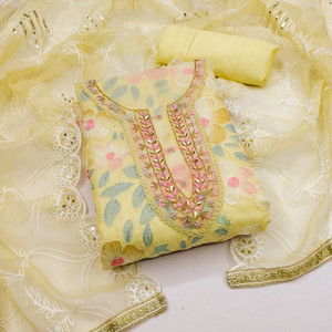 manvaa Organza Embroidered Salwar Suit Material
