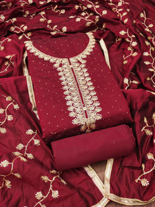 Heenari Chanderi Embroidered Salwar Suit Material