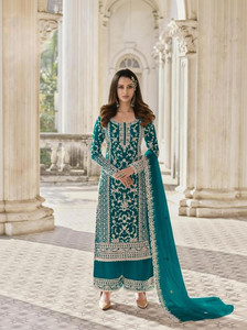 MEKRON Net/Lace Embroidered Kurta & Churidar Material