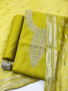 Meena Bazaar Chanderi Embroidered Salwar Suit Material