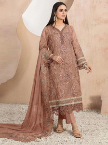 Shoponbit Organza Embroidered Salwar Suit Material