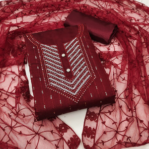 M FASHION Chanderi Embroidered Salwar Suit Material