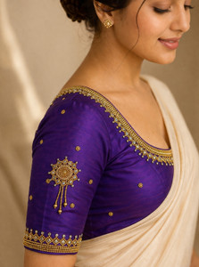 SAINAGARMENTS Art Silk Embroidered, Embellished Blouse Material