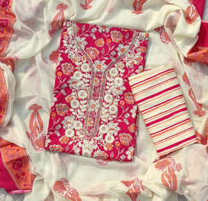 ABODH COLOURS Pure Cotton Embroidered, Printed, Self Design Salwar Suit Material
